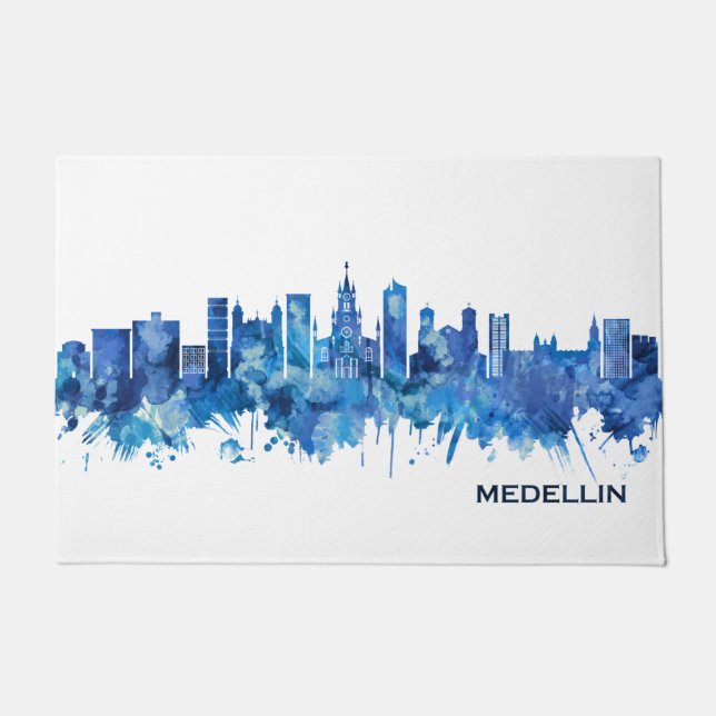 Paillasson Medellin Colombia Skyline Blue (Devant)