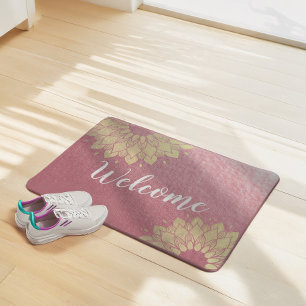 Paillasson Méditation Yoga Instructeur Rose Gold Mandala Lotu