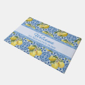 Paillasson Mediterranean Lemon Blue Tile Personalized Welcome (Incliné)