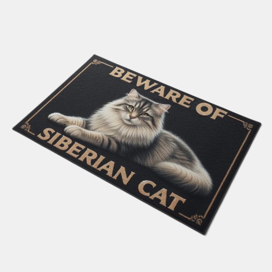 Paillasson Méfiez-vous des chats sibériens, chaton sibérien é (Incliné)