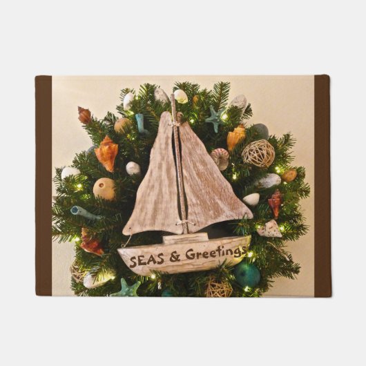 Paillasson Mer Côtière Tropicale & Salutations Plage Noël (Devant)