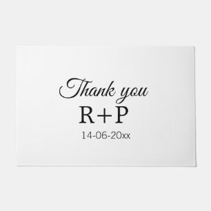 Paillasson Merci d'ajouter l'initiale du nom du couple texte