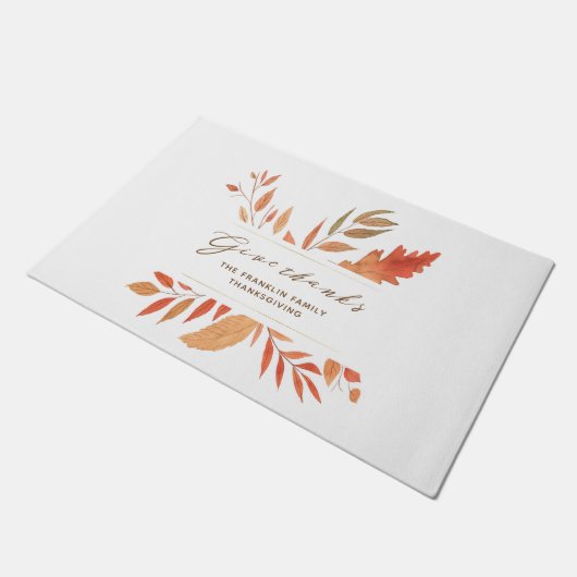 Paillasson Merci Élégant Feuilles d'automne Thanksgiving (Incliné)