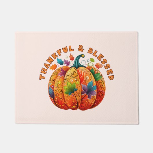 Paillasson Merci et béni Citrouille d'automne (Devant)