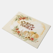 Paillasson Merci Thanksgiving Autumn Flowers Citrouilles (Incliné)