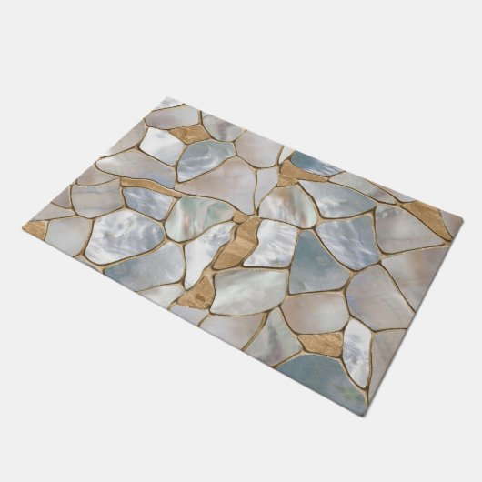 Paillasson Mère de perle et de cellules d'or abstrait (Incliné)