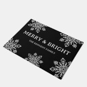 Paillasson Merry And Bright Family Name Black White Snowflake (Incliné)