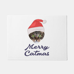 Paillasson Merry Catmas, Noël Chat Santa hat Invitation