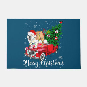 Paillasson Merry Christmas English Bulldog Santa Red Truck Xm