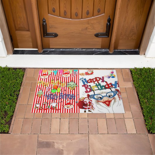 Paillasson Merry Christmas Happy Birthday Matt Doormat (De plein air)