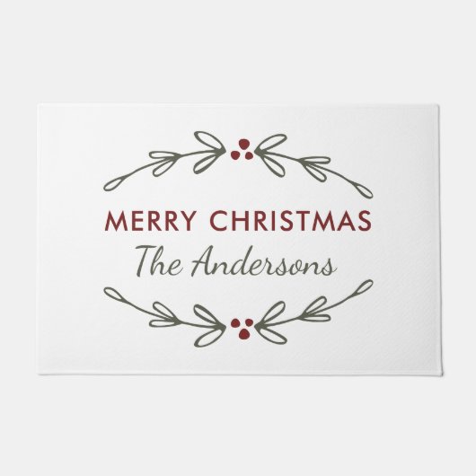 Paillasson Merry Christmas Mistletoe and Berries Doormat (Devant)