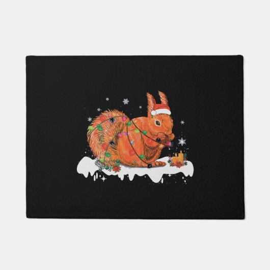 Paillasson Merry Christmas Squirrél Christmas Ornament Lights (Devant)