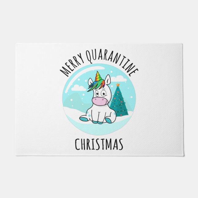 Paillasson Merry Quarantine Christmas Unicorn (Devant)
