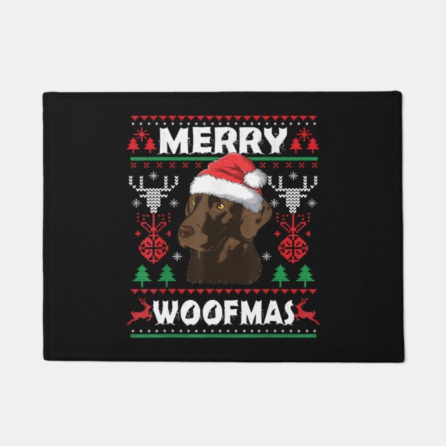 Paillasson Merry Woofmas Chocolat Noël Labrador Lover (Devant)