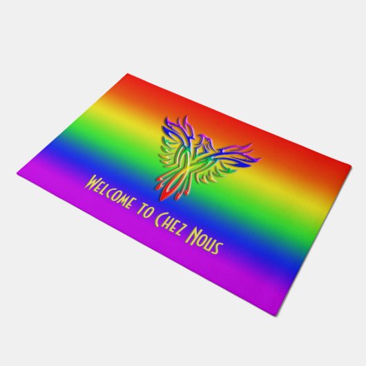 Paillasson Message personnalisé, LGBT Rainbow Pride Phoenix R (Incliné)