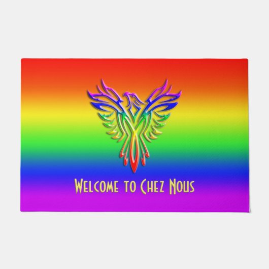 Paillasson Message personnalisé, LGBT Rainbow Pride Phoenix R (Devant)
