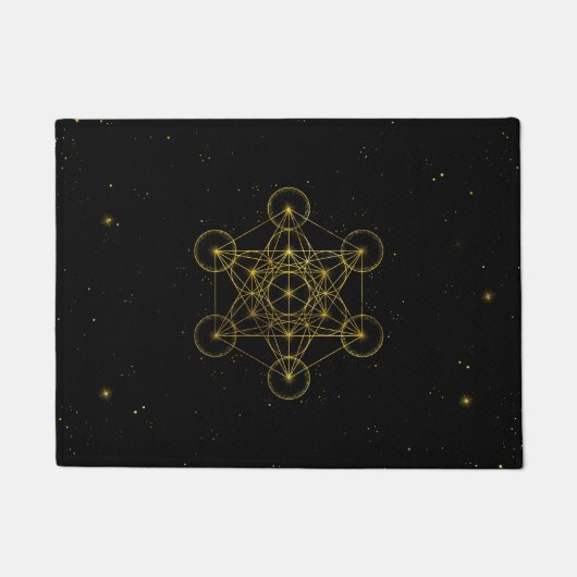 Paillasson Métatron's Cube Sacred Geometry Noir et or (Devant)