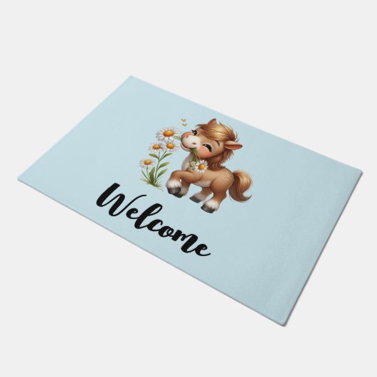 Paillasson Mets Pony Manger Mangeurs Bienvenue (Incliné)