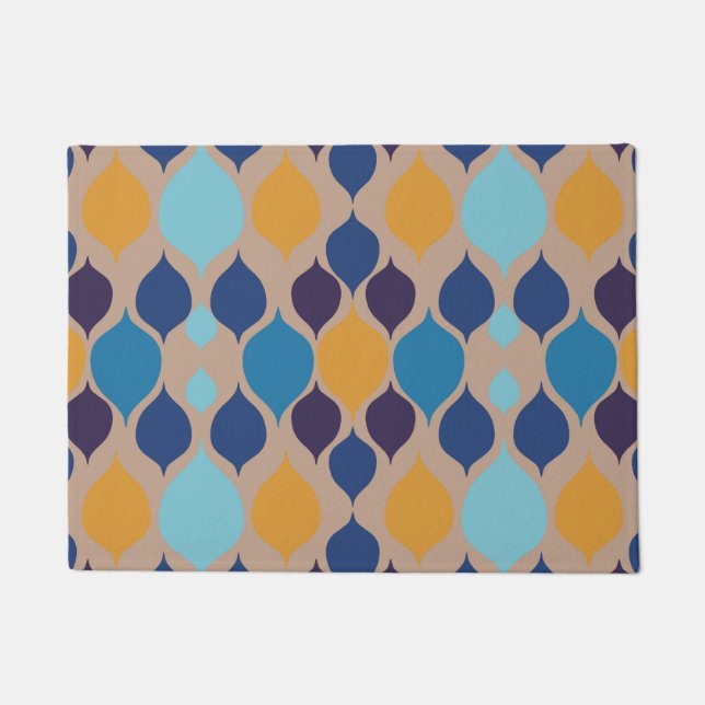 Paillasson Mi-siècle 1960 Beige géométrique (Devant)