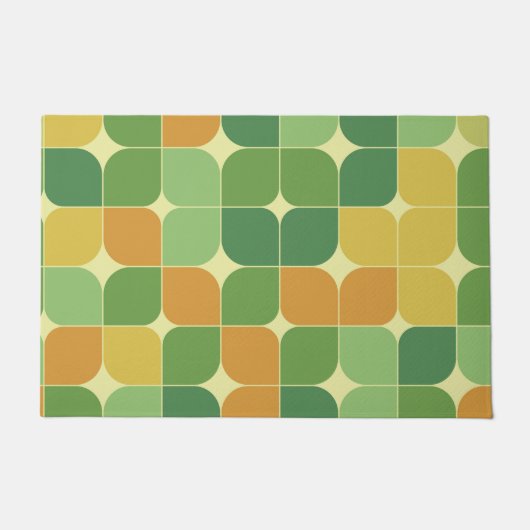 Paillasson Mi-siècle Abstrait vert orange jaune (Devant)