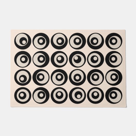 Paillasson Mi-Siècle Cercles Modernes Motif Noir Et Crème (Devant)