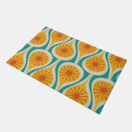 Paillasson Mi-Siècle moderne Atomique gouttes Motif rétro (Incliné)