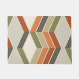 Paillasson Mi-Siècle Moderne Diagonal Grandes Vert Orange