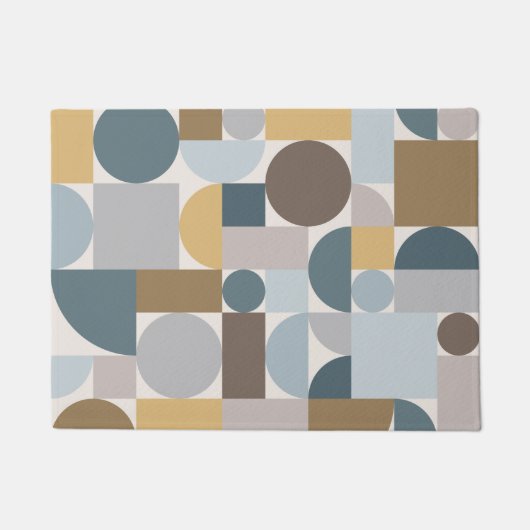 Paillasson Mi-siècle moderne Géométrique Or Bleu (Devant)