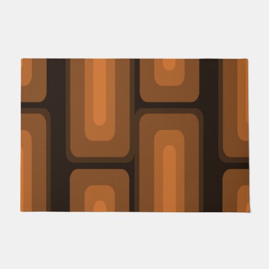 Paillasson Mi-Siècle Moderne Long Rectangles Brûlé Orange (Devant)