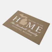 Paillasson Michigan Home State Tan Custom Welcome (Incliné)