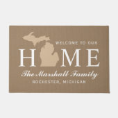 Paillasson Michigan Home State Tan Custom Welcome (Devant)