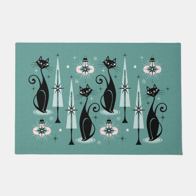 Paillasson Mid Century Atomic Kitty Noël ©studioxtine (Devant)