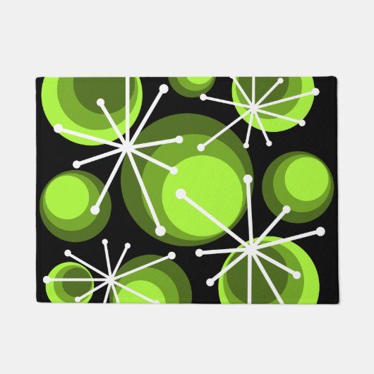 Paillasson Mid Century Circles Starburts Chartreuse (Devant)
