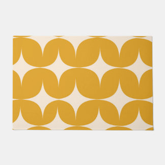 Paillasson Mid Century Modern Beige Starbursts on Orange