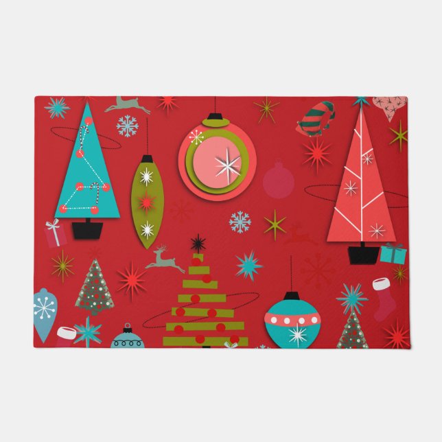 Paillasson Mid-Century Modern Christmas Doormat Red (Devant)