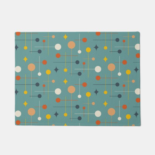 Paillasson Mid Century moderne atomique Turquoise Motif Abstr (Devant)