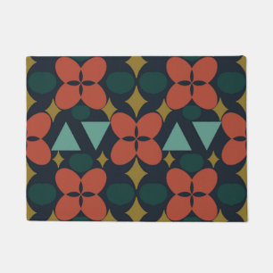 Paillasson Mid Century Moderne Fleur Diamant Bleu