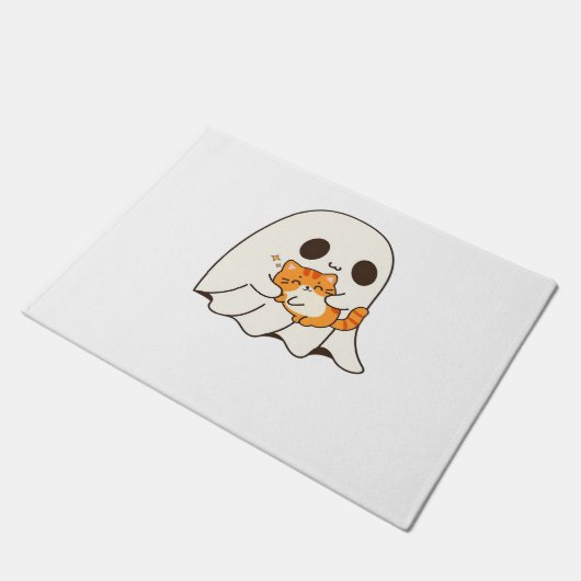 Paillasson Mignon fantôme et chat, T-shirt classique Hallowee (Incliné)