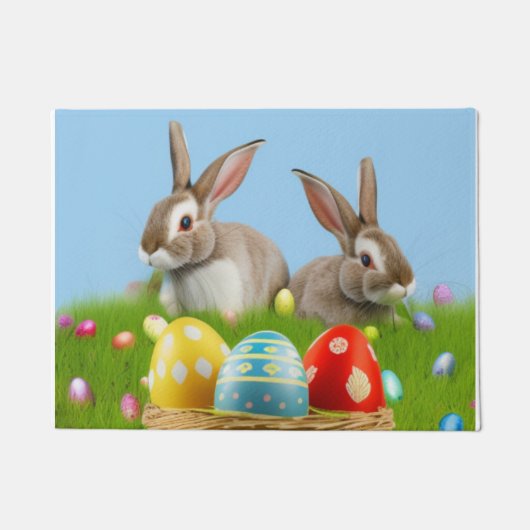 Paillasson Mignonne Bunnyfor Pâques pour une humeur positive (Devant)