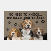Paillasson Mignonne Chien, Pas Besoin De Frapper Nous Savons (Devant)