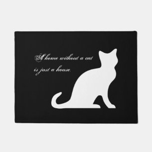 Paillasson Mignonne mat de porte de chat noir et blanc avec u