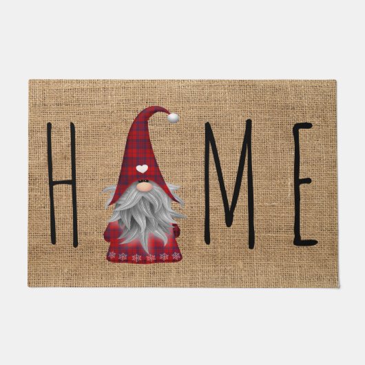 Paillasson Mignonne Noël Plaid Gnome Accueil (Devant)