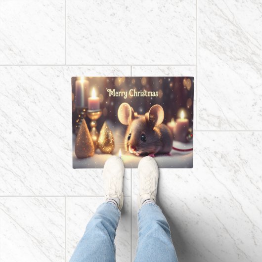 Paillasson Mignonne souris fête Noël - (Intérieur)