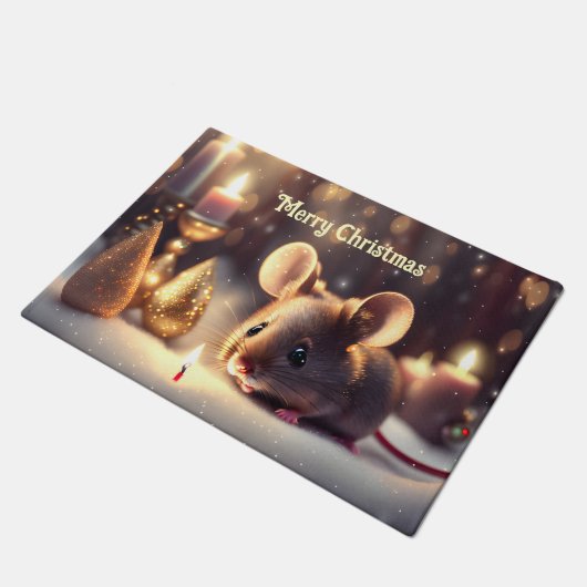 Paillasson Mignonne souris fête Noël - (Incliné)