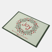 Paillasson Miniature moderne de Noël Joy Wreath avec écriture (Incliné)