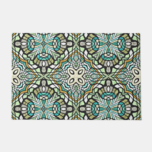 Paillasson Mint Vert Turquoise Hip Bohemian Bali Art Motif (Devant)