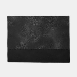 Paillasson Minuit Onyx Romance Black Satiny Grunge Damask