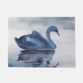 Paillasson Misty Reflections | Moody Dusty Blue Swan sur le l (Devant)