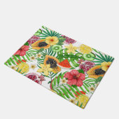 Paillasson Mix-fruit tropical, fleurs et feuilles sur blanc (Incliné)