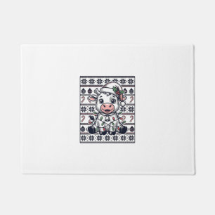 Paillasson Modèle de pull moche de Noël de vache gravé vintag